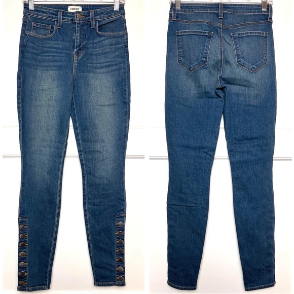 NWT L’AGENCE High Rise Stretch Denim Ankle Slit Button Hem Crop Skinny Jeans 25 - Picture 4 of 7